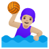 🤽🏼‍♀️ woman playing water polo: medium-light skin tone display on Google